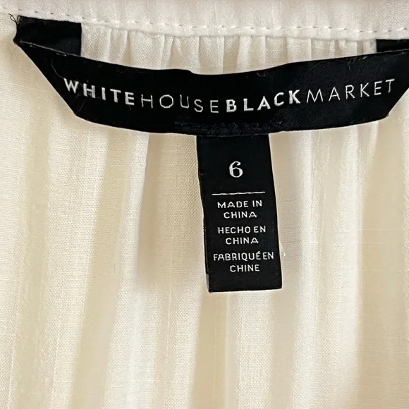 4/$25 WHBM Women Tunic‎ Shirt sz 6 White Blue Embroidery Argyle Fair Isle Casual - Picture 6 of 15